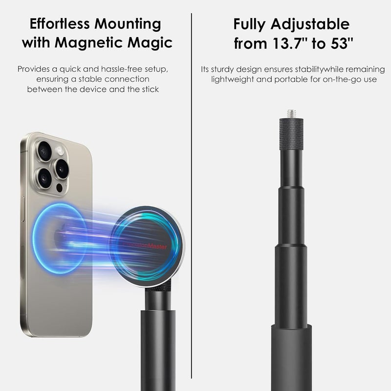 PrecisionMaster Golf Monopod Stick, Record Golf Swing with Magnetic Phone Holder, Adjustable Tripod with Spike Stake Golf Accessories Golf Swing Training, Compatible with Gopro Insta, Golf Train Aids - Image 3